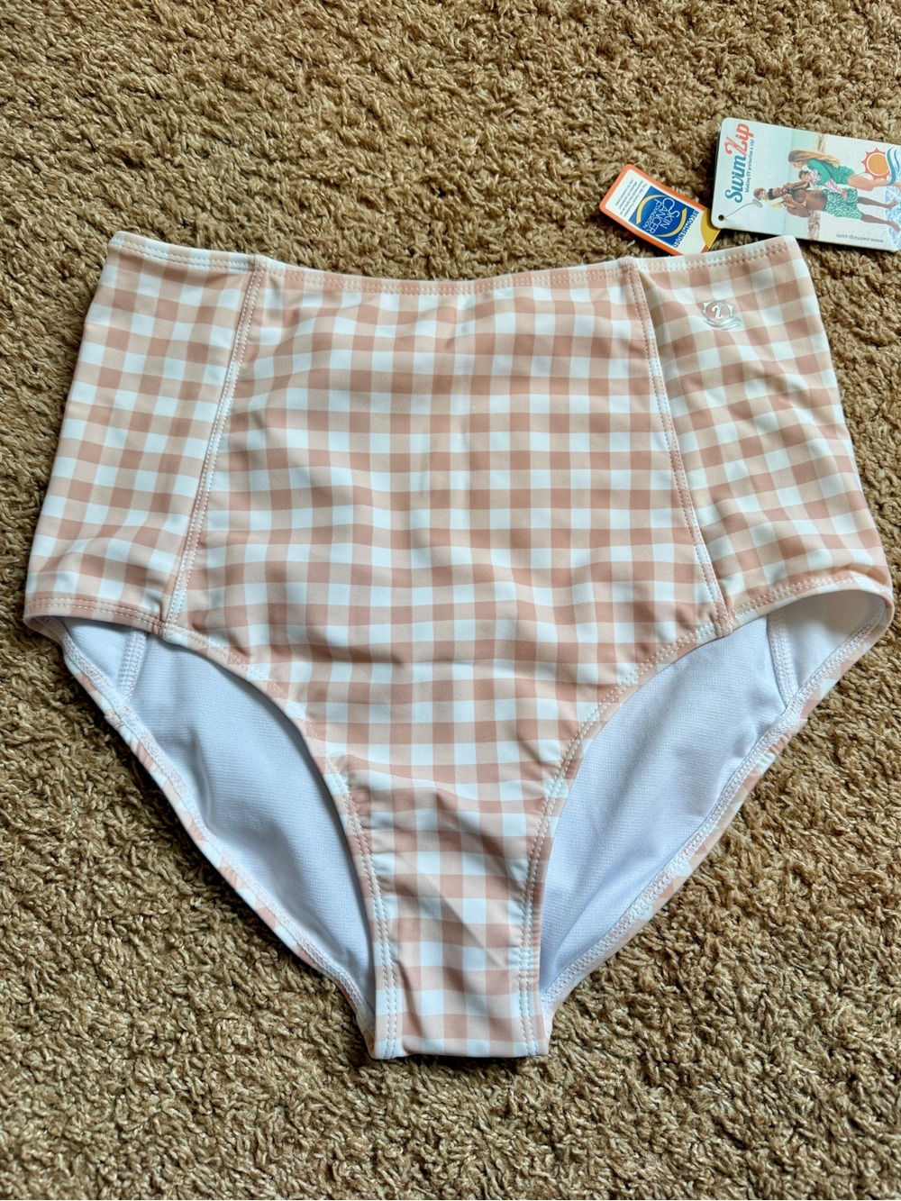 Swimzip High Waisted Swimsuit Bikini Bottoms Gingham